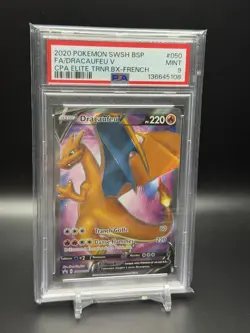 2020 POKEMON SWSH BSP FA/DRACAUFEU V CPA ELITE TRNER BX FRENCH PSA 9 - Image 1