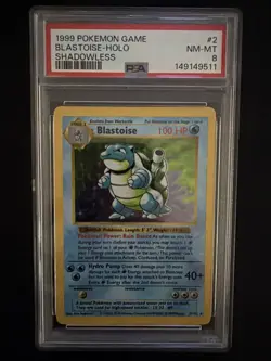 Shadowless Blastoise #2 Pokemon Base Set Holo Rare PSA 8 - Image 1