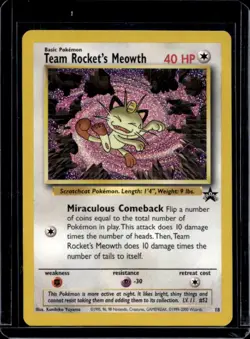 1999 Pokemon Wizards Black Star Promos Team Rocket's Meowth #18 - Image 1