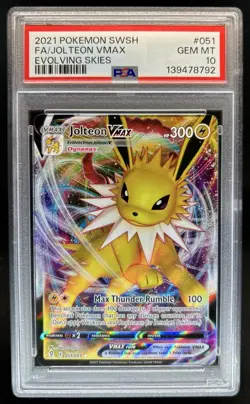 2021 Pokemon SWSH Evolving Skies Jolteon VMAX #051/203 PSA 10 GEM MINT - Image 1