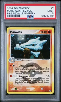 2004 POKEMON EX FIRE RED & LEAF GREEN #7 MAROWAK-REVERSE FOIL PSA 9 - Image 1