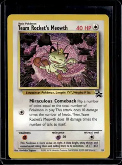 1999 Pokemon Wizards Black Star Promos Team Rocket's Meowth #18 - Image 1