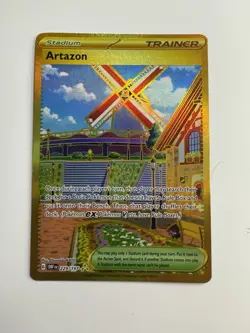 Pokemon Artazon Gold Rare Full Art Holo Stadium SV03 Obsidian Flames 229/197 NM - Image 1