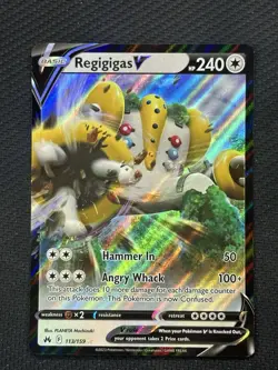 Pokemon Regigigas V 113/159 Crown Zenith Ultra Rare Holo Basic 240HP Card - Image 1