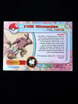 1999 Pokemon Topps Hitmonlee #106 Holo TV Animation Edition Foil - Image 3