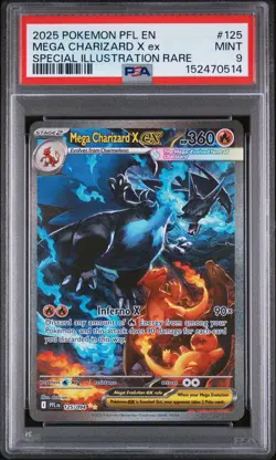 2025 POKEMON PFL EN-PHANTASMAL FLAMES #125 MEGA CHARIZARD X EX PSA 9 - Image 2