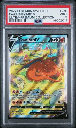 2022 Pokemon SWSH BSP Full Art Charizard V Ultra Premium Collection #260 PSA 9 - Image 1