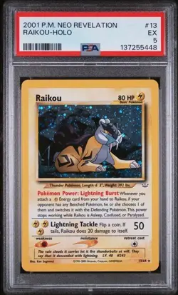Pokemon Raikou Holo 2001 Neo Revelation 13/64 PSA5 - Image 1
