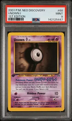 2001 POKEMON NEO DISCOVERY 1ST ED #68 UNOWN I PSA 9 - Image 1