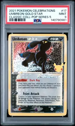 2021 POKEMON CELEBRATIONS CLASSIC COLLECTION #17 UMBREON-GOLD STAR PSA 9 - Image 1