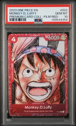 2023 ONE PIECE PREM CARD COLL ONE PIECE FILM RED #022 MONKEY D. LUFFY PSA 10 - Image 1