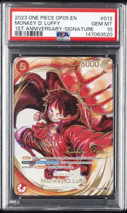 2023 ONE PIECE OP05-AWAKENING OF THE NEW ERA 1ST ANV-SIG MONKEY D. LUFFY PSA 10 - Image 1