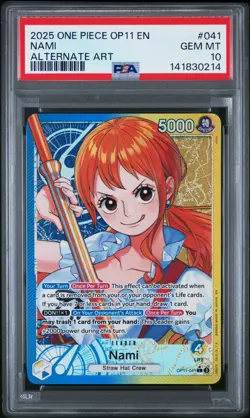 2025 One Piece OP11 EN Nami Alternate Art #041 PSA 10 GEM MINT - Image 1