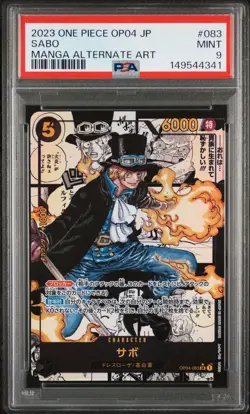 2023 ONE PIECE JPN OP04-KINGDOMS OF INTRIGUE MANGA ALTERNATE ART #083 SABO PSA 9 - Image 1