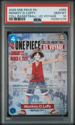 2026 ONE PIECE PROMOS ONE PIECE COLLEGE BK: US VOYAGE MONKEY D. LUFFY PSA 10 - Image 1