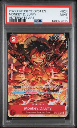 2022 ONE PIECE OP01-ROMANCE DAWN ALTERNATE ART #024 MONKEY D. LUFFY PSA 9 - Image 1