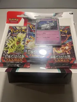 *POKEMON* - 12x Sealed Obsidian Flames Triple Blister Packs & Display Case ⚡ - Image 3
