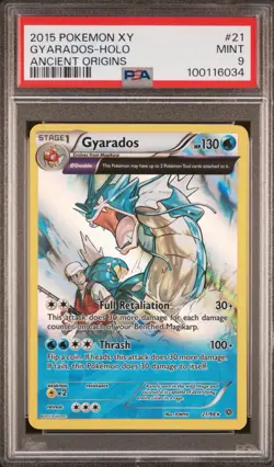 2016 Pokemon XY Ancient Origins Gyarados Full Art Ancient Trait Holo Rare PSA 9 - Image 1