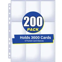 200 PCS 9 Pocket Double Side Card Sleeves Binder Sheets Holds 3600 Trading Cards - Image 1
