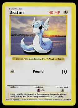 Pokemon Card - Dratini Base Set (Shadowless) 26/102 Uncommon - Image 1