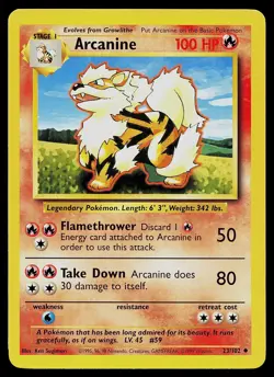 Pokemon Card - Arcanine Base Set Unlimited 23/102 Uncommon - Image 1