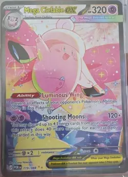 Mega Clefable EX Holo Pokemon Card 119/088 POR Set Psychic 320 HP Stage 1 - Image 1