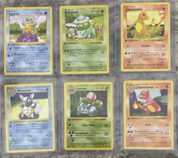 Wizards of the Coast Pokemon Base Set 6-Card Lot Squirtle Bulbasaur Charmander - Image 1