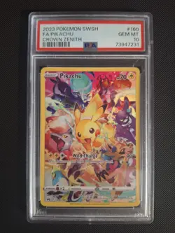 Pikachu Secret Rare Card #160/159 Crown Zenith PSA 10 Pokemon - Image 1
