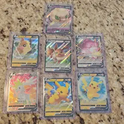 Pokemon V Cards Lot - Pikachu, Eevee, Morpeko, Shaymin, Blissey - 7 Cards - Image 1