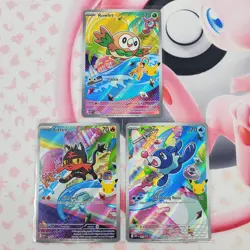 Rowlett 043 + Litten 044 + Popplio 045 - First Partner Pokemon Cards #L305 - Image 1