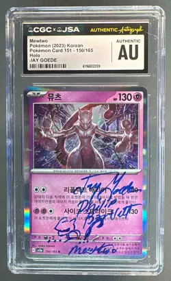 Mewtwo 2023 Pokemon S&V 151 Korean #150 Holo Jay Goede On Card Auto CGC AUTH - Image 1