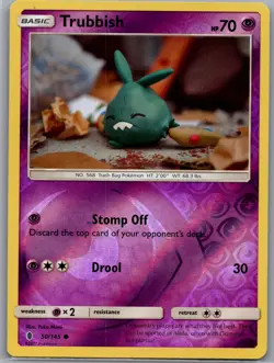 Trubbish 50/145 Reverse Holo SM - Guardians Rising - Pokemon Card - NM - Image 1