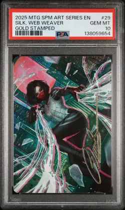 2025 MTG MARVEL'S SPIDER-MAN ART SER GOLD STAMPED #29 SILK, WEB WEAVER PSA 10 - Image 1