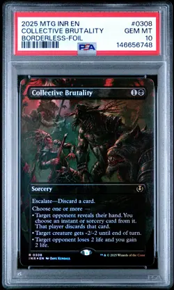 2025 MTG INNISTRAD REMASTERED BORDERLESS-FOIL #0308 COLLECTIVE BRUTALITY PSA 10 - Image 1