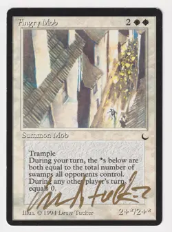 Gold Signed Angry Mob LP The Dark Artist Drew Tucker 1994 WOTC MTG Magic Vintage - Image 1