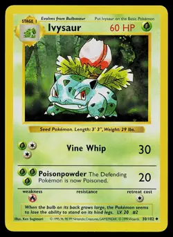 Pokemon Card - Ivysaur Base Set (Shadowless) 30/102 Uncommon - Image 1