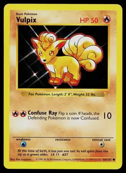 Pokemon Card - Vulpix Base Set Shadowless 68/102 Unlimited Common - Image 1