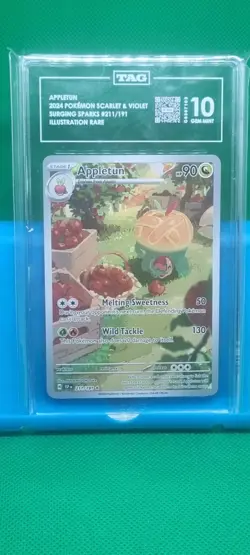TAG 10 GEM MINT Appletun 211/191 Sv08: Surging Sparks Holo Pokemon Full Art IR - Image 1