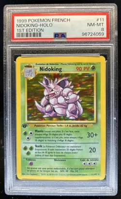 1999 Pokemon 1st Edition French Nidoking Holo #11/102 PSA 8 - Image 1