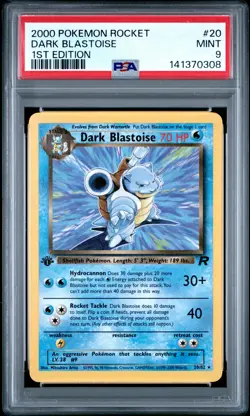 2000 POKEMON ROCKET 1ST ED #20 DARK BLASTOISE PSA 9 - Image 1