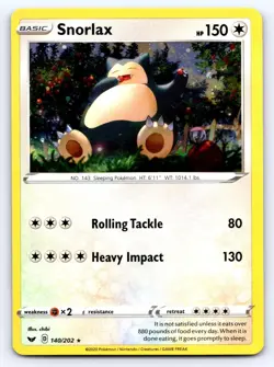 Snorlax 140/202 (Cosmo Holo) Rare Sword & Shield Pokemon Near Mint - Image 1