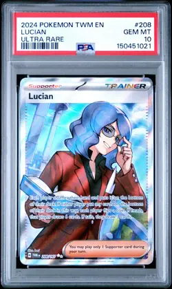 2024 POKEMON TWM EN-TWILIGHT MASQUERADE ULTRA RARE #208 LUCIAN PSA 10 - Image 1