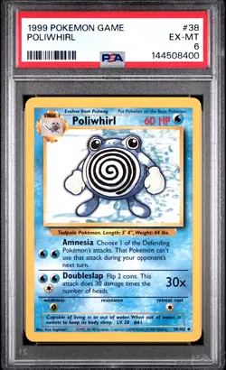 1999 POKEMON BASE SET UNLIMITED #38 POLIWHIRL PSA 6 - Image 1