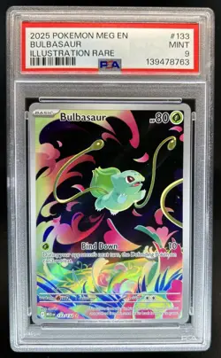 2025 Pokemon Mega Evolution Bulbasaur Illustration Rare #133/132 PSA 9 - Image 1