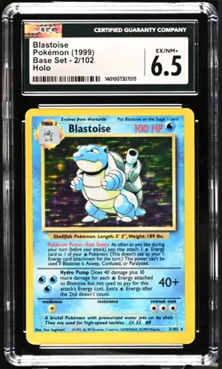 1999 Pokemon Blastoise Base Set Unlimited 2/102 Holo CGC EX/NM6.5 - Image 1