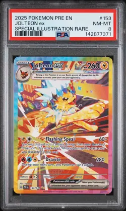 2025 POKEMON PRE EN-SPECIAL ILLUSTRATION RARE #153 JOLTEON EX PSA 8 - Image 1