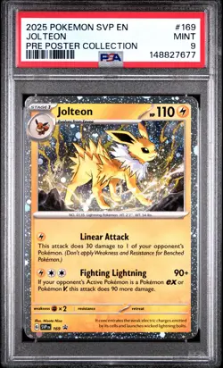 2025 POKEMON PRISMATIC EVOLUTIONS POSTER COLLECTION JOLTEON PSA 9 - Image 1