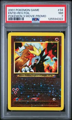 2001 POKEMON GAME MOVIE POKEMON 3 MOVIE PROMO #34 ENTEI-REVERSE FOIL PSA 7 - Image 1