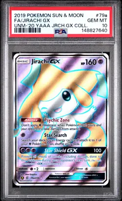 2019 POKEMON SUN & MOON UNIFIED MINDS #79A FULL ART/JIRACHI GX PSA 10 - Image 1