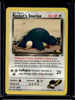 2000 Pokemon Gym Heroes Rocket's Snorlax #33/132 - Image 1
